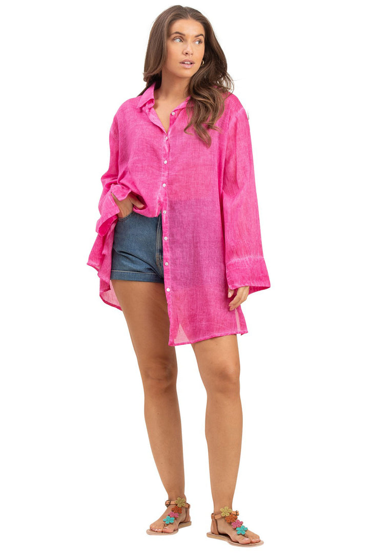 Terre Rouge KSPRO2-308 Fuchsia Pink Washed Look Shirt - Experience Boutique