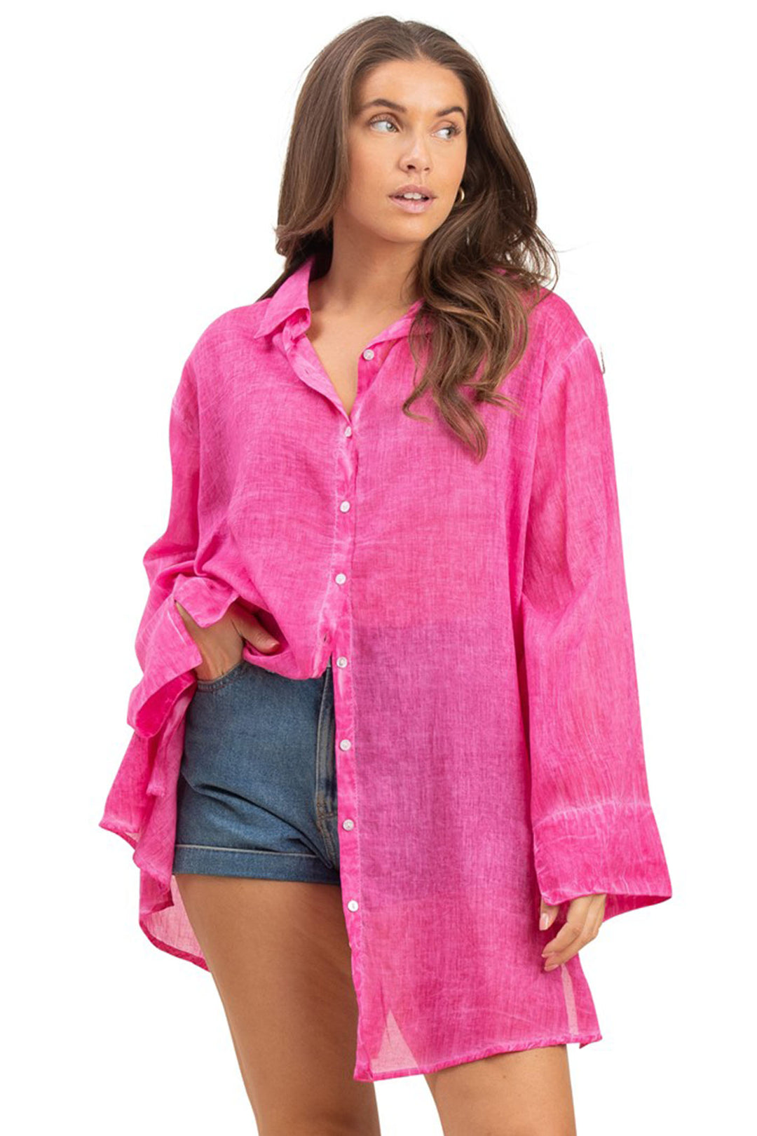 Terre Rouge KSPRO2-308 Fuchsia Pink Washed Look Shirt - Experience Boutique