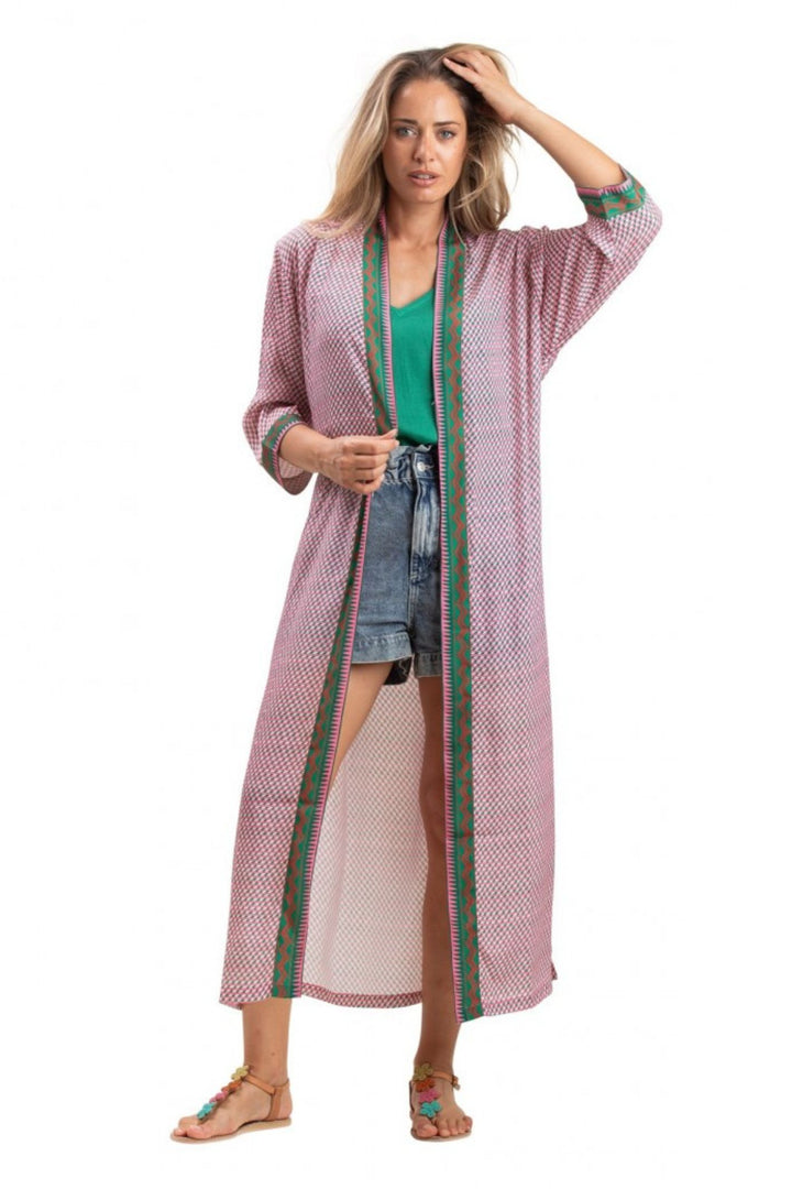 Terre Rouge LA410-4W15 Mexican Rose Pink Printed Kimono