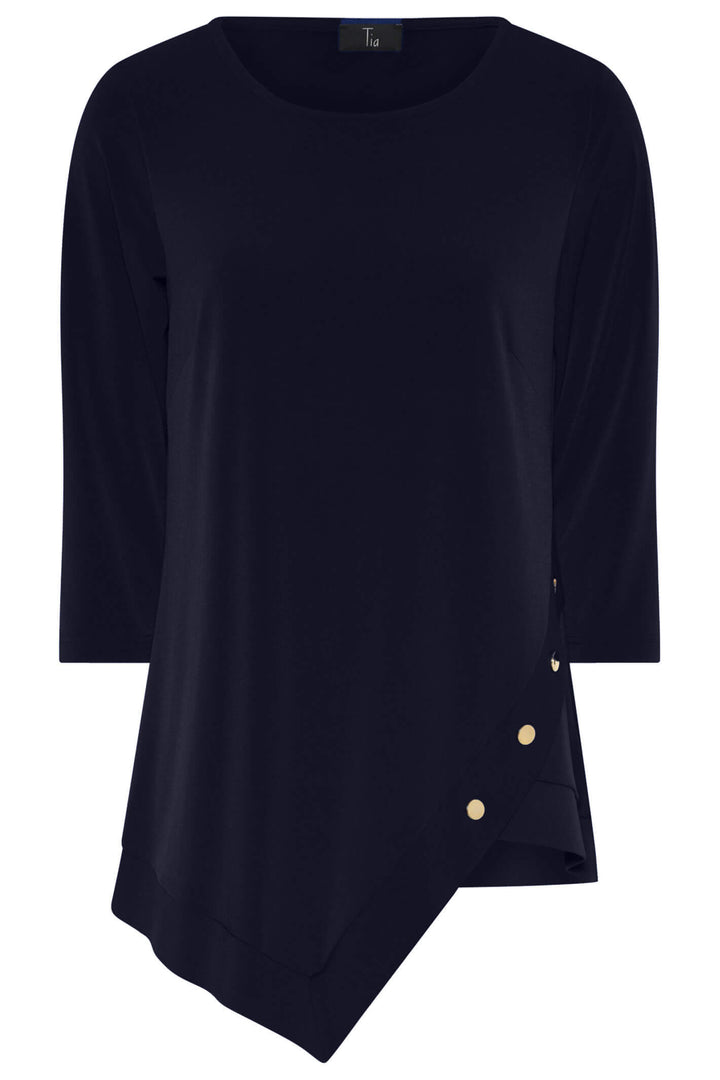 Tia 73037 6903 Navy Button Detail Top - Experience Boutique