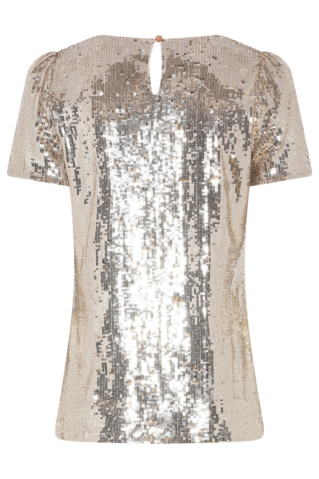 Tia 73044 13 Light Gold Sequin Short Sleeve Top - Experience Boutique