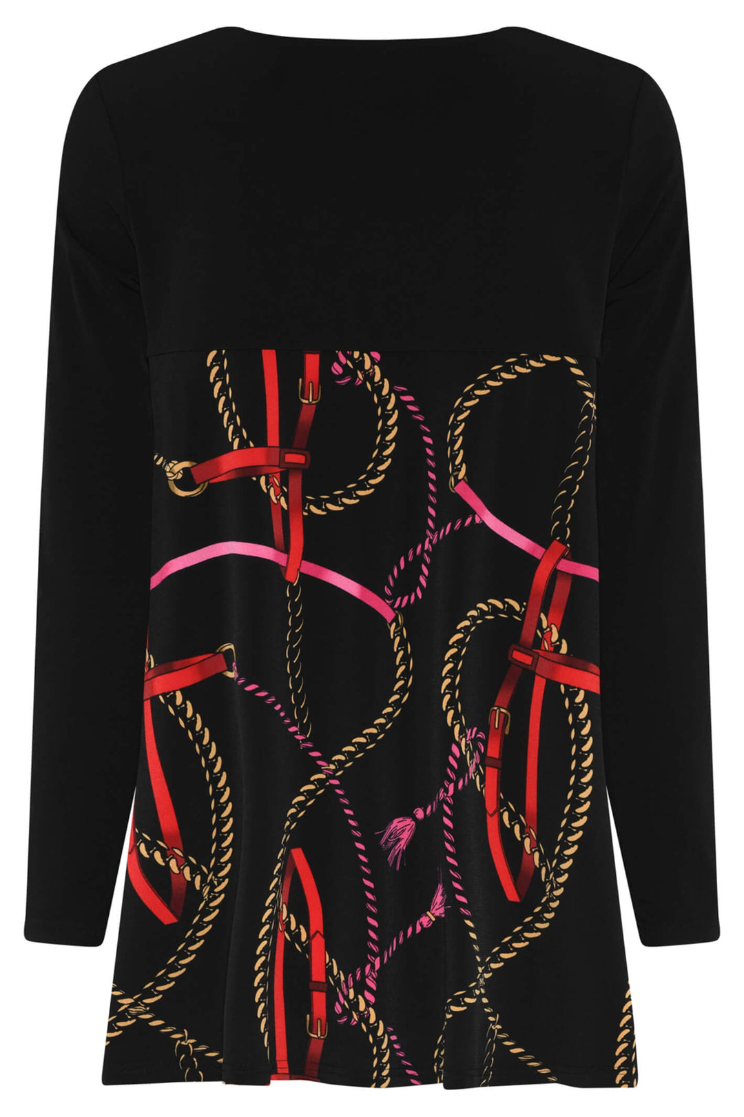 Tia 74891 Black Chain Print A-Line Top - Experience Boutique