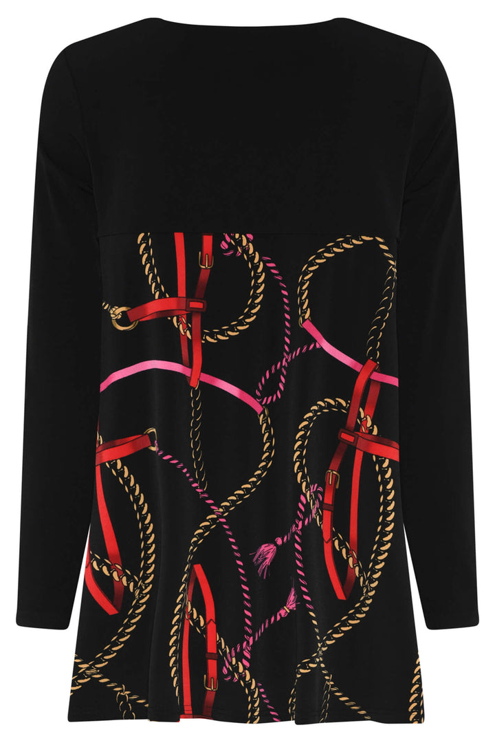 Tia 74891 Black Chain Print A-Line Top - Experience Boutique