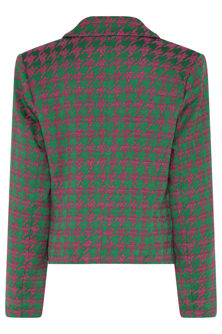 Tia 77597 Emerald Green & Fuchsia Hounds Tooth Jacket - Experience Boutique