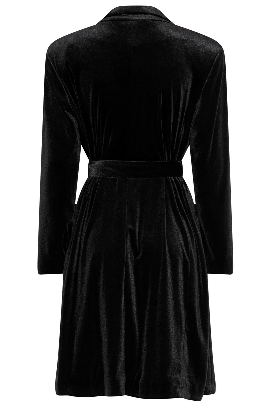 Tia 77614 90 Black Velvet Longline Jacket With Belt - Experience Boutique