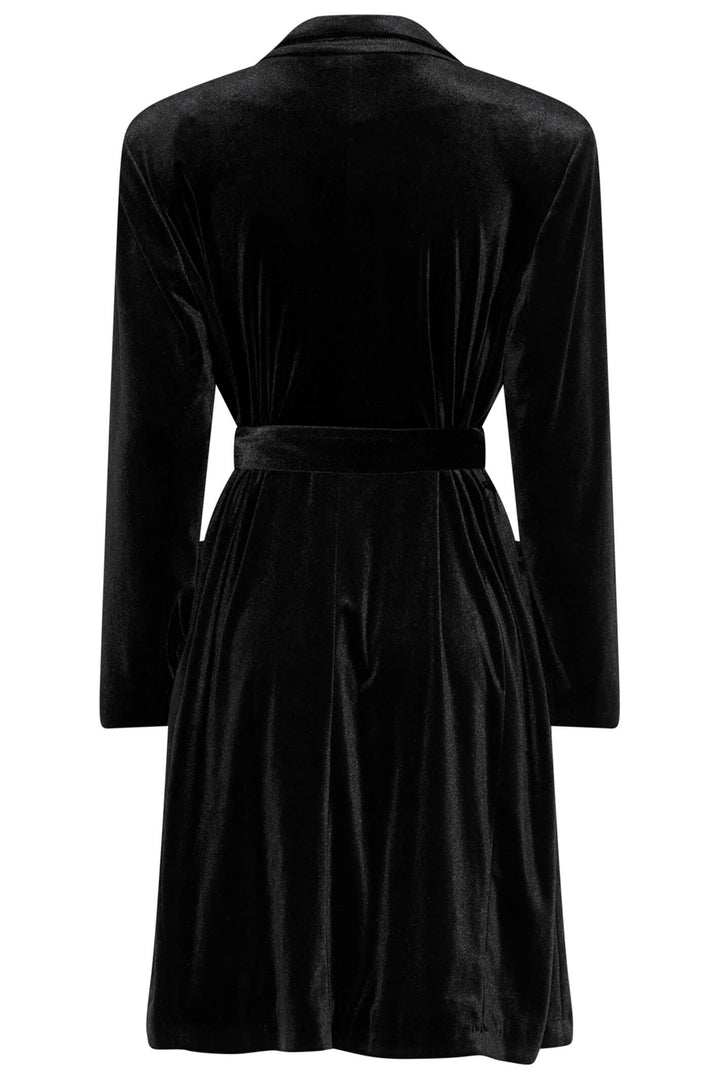 Tia 77614 90 Black Velvet Longline Jacket With Belt - Experience Boutique