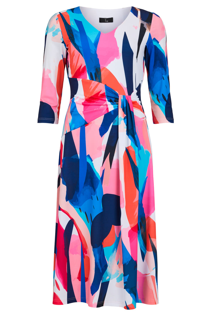 Tia 78161 7176 44 Pink Multicolour Sash Waist Dress