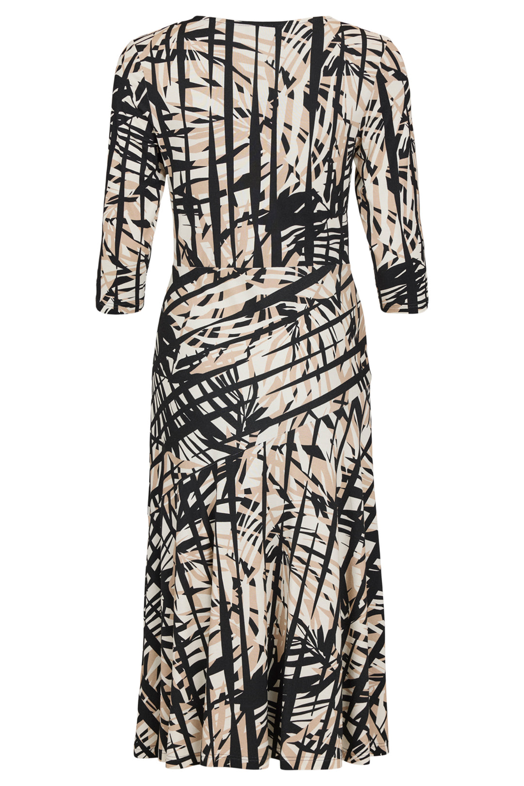 Tia 78190 7195 90 Black Beige Leaf Print Dress