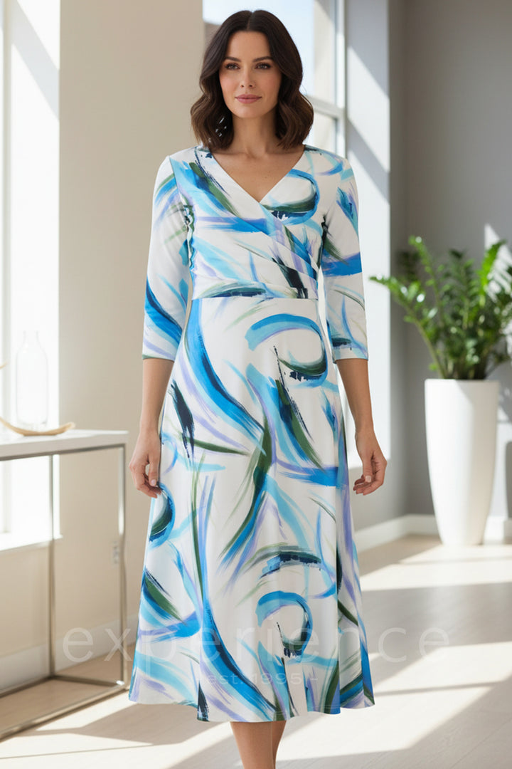 Tia 78548 7181 60 Blue Multicolour Print Dress