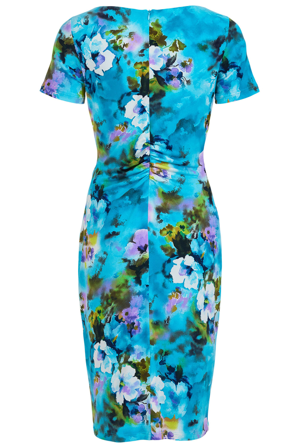 Tia London 78409 70 Turquoise Blue Floral Print Knot Waist Dress - Experience Boutique
