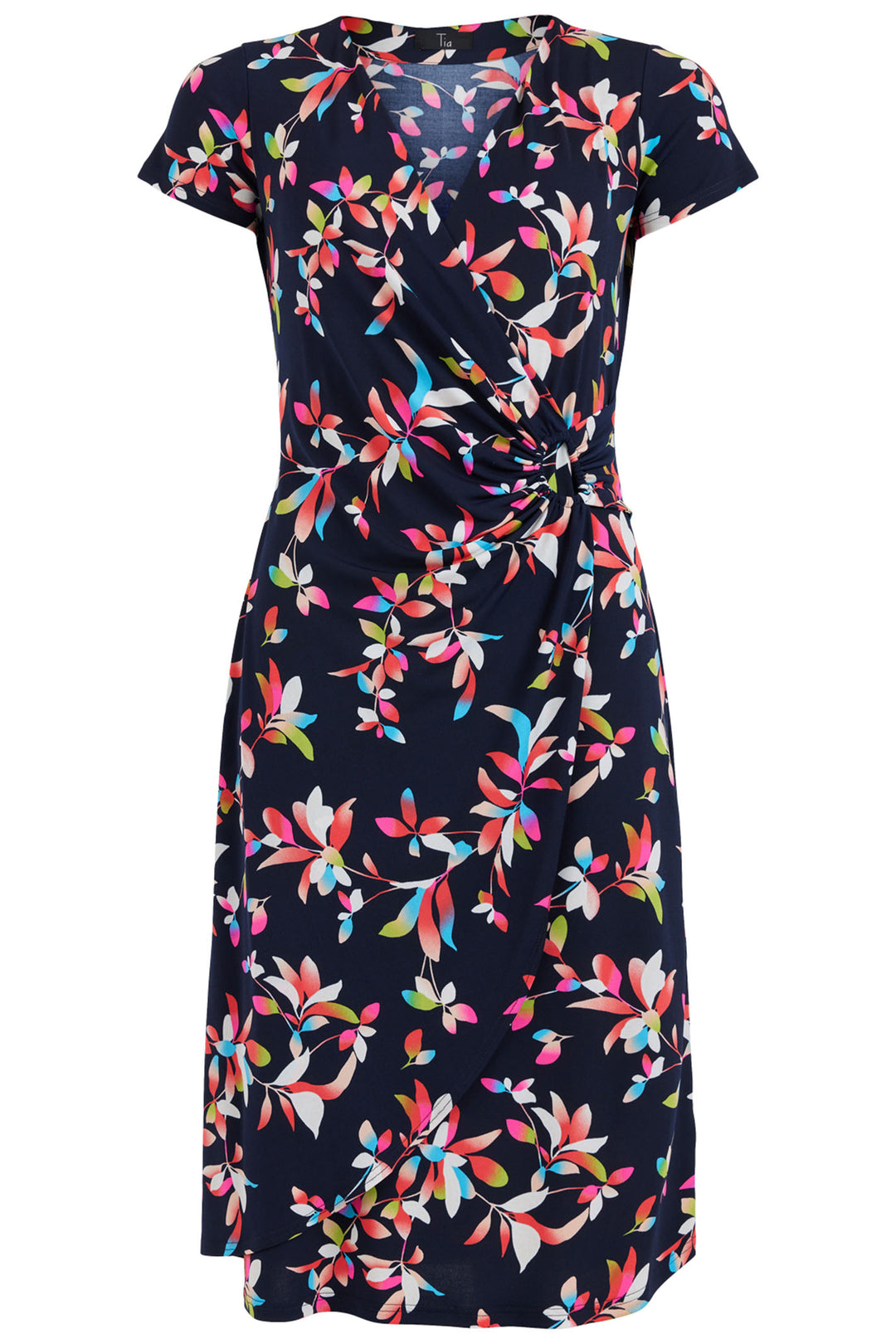 Tia London 78774 46 Navy Floral Print Wrap Style Dress - Experience Boutique
