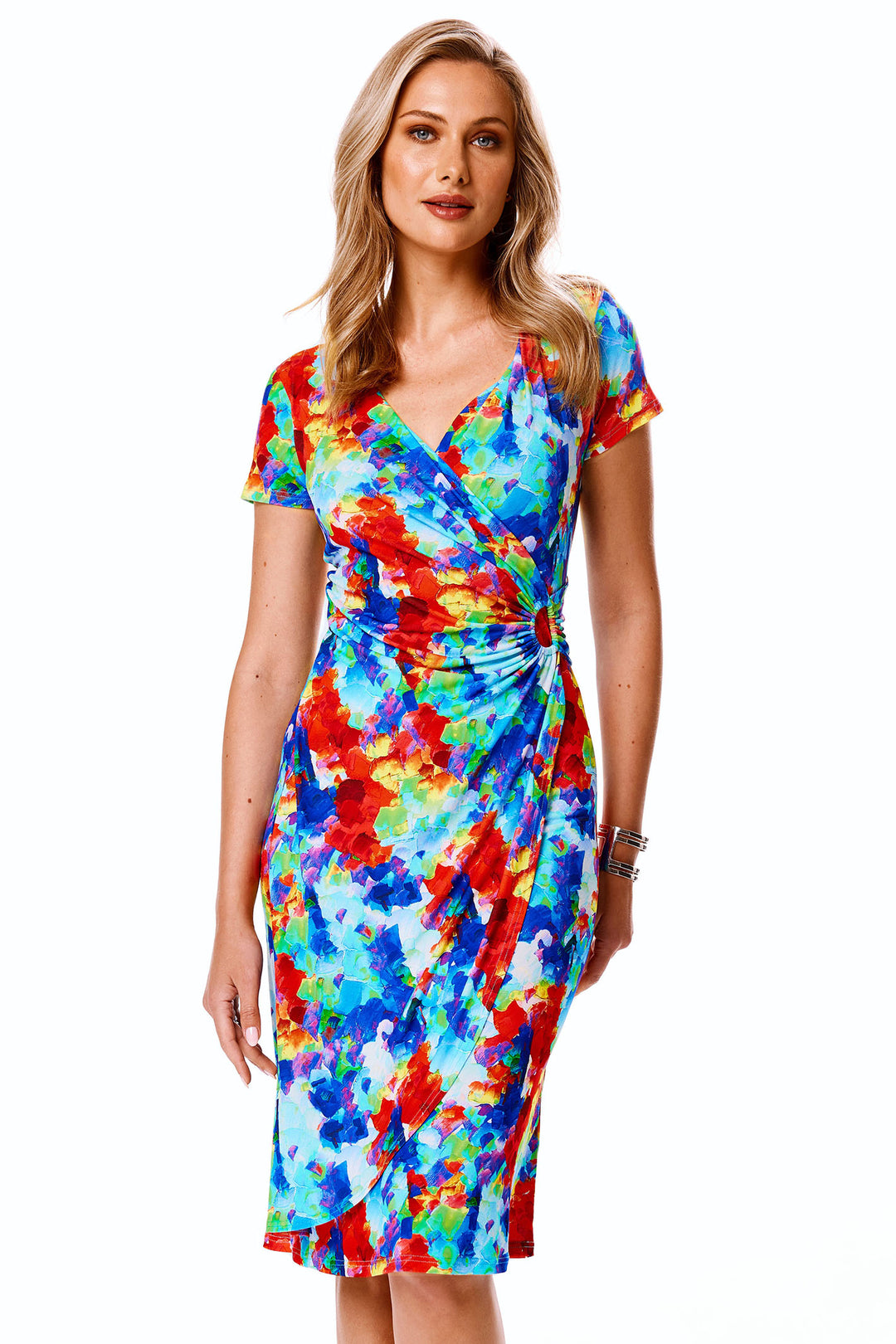 Tia London 78774 65 Blue Floral Print Wrap Style Dress - Experience Boutique