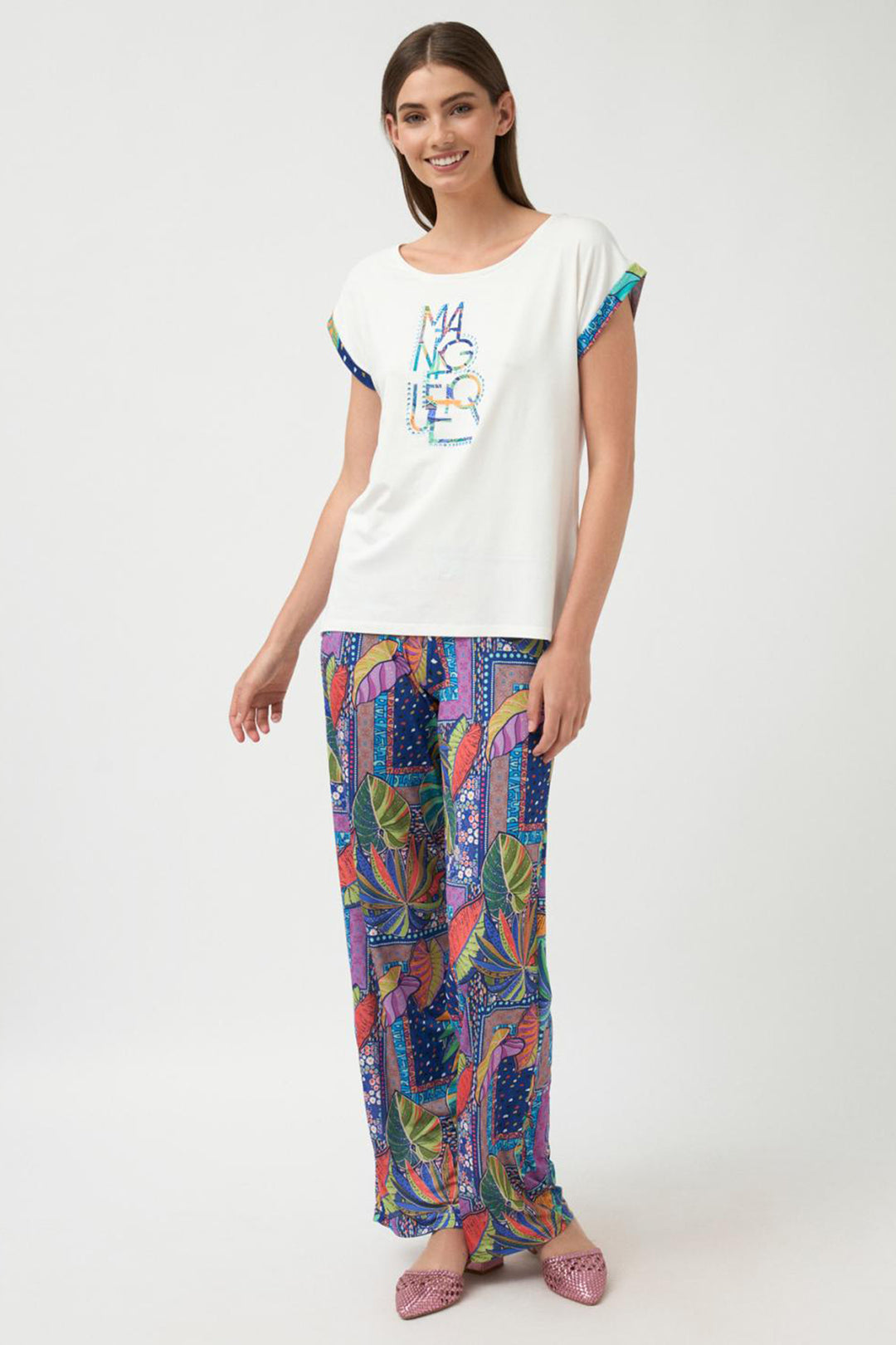 Tinta Balsa Trousers Pull-On Multicolour Tropical Leaf Print 3821000 - Experience Boutique