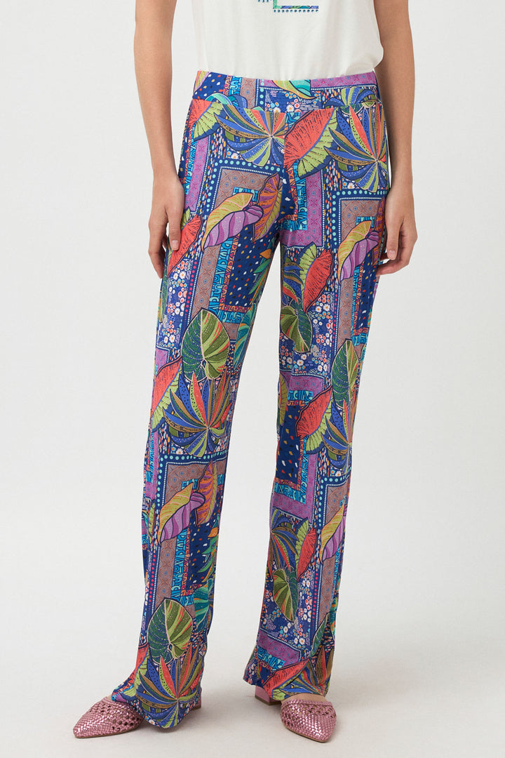 Tinta Balsa Trousers Pull-On Multicolour Tropical Leaf Print 3821000 - Experience Boutique