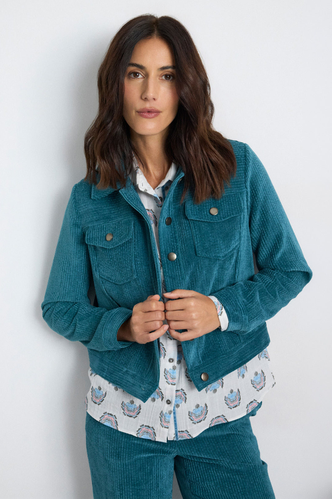 Tinta Elisia Jade Blue Corduroy Jacket at Experience Boutique