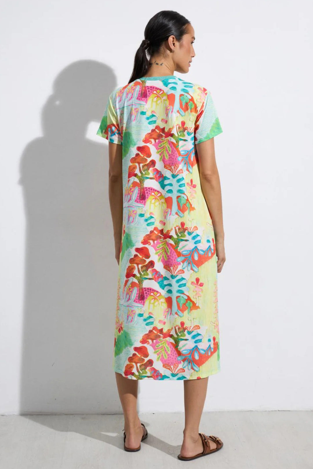 Tinta Laia Turquoise Blue Multicolour Print V-Neck Dress