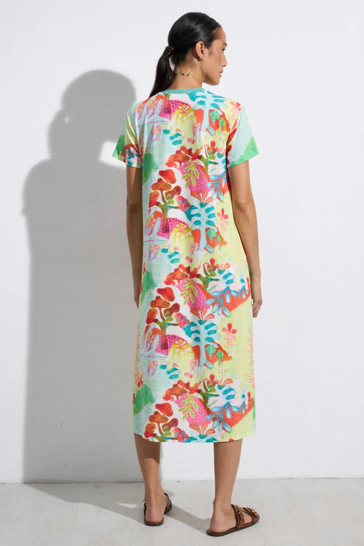 Tinta Laia Turquoise Blue Multicolour Print V-Neck Dress