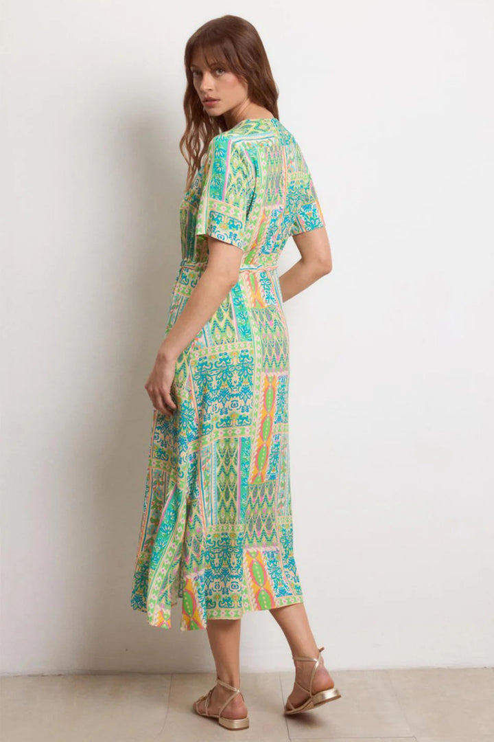 Tinta Santorini Turquoise Blue Green Print Shirt Dress
