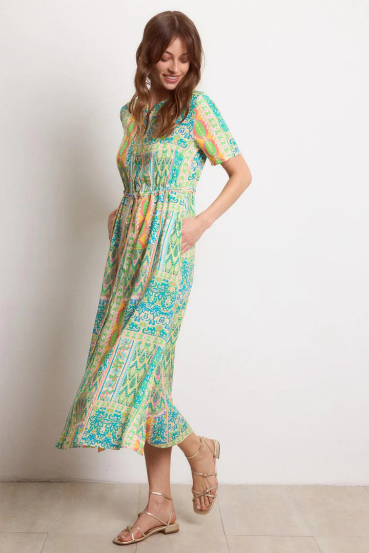 Tinta Santorini Turquoise Blue Green Print Shirt Dress