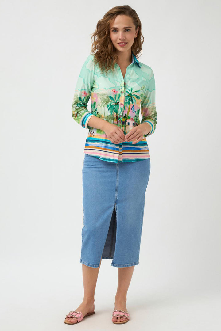 Tinta Xenia Shirt Tropical Print Green - Experience Boutique