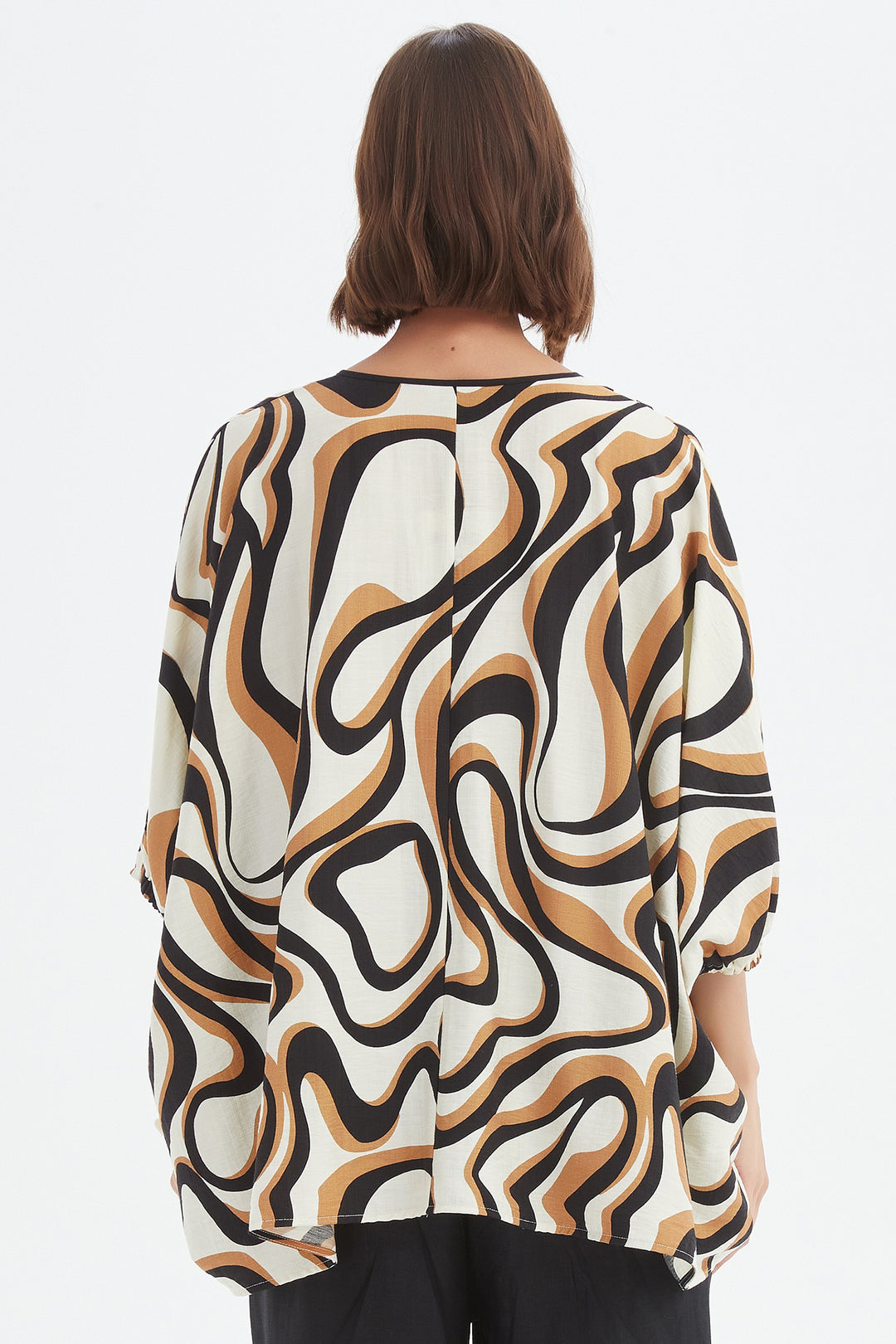 Tirelli 25A3729 Caramel Swirl Notch Neck Print Top