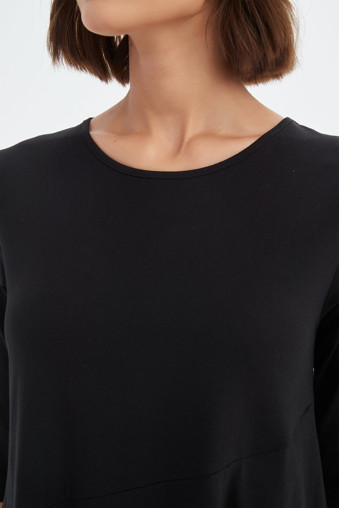 Tirelli 25D3707 Black Diagonal Seam Cotton Summer Dress