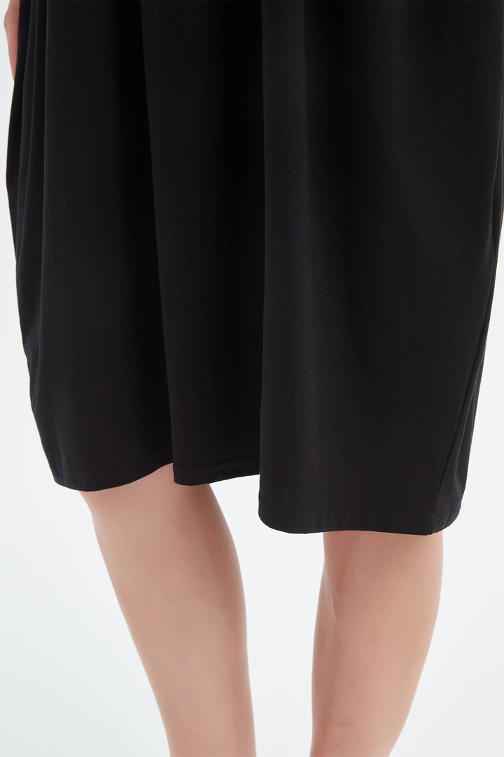 Tirelli 25D3707 Black Diagonal Seam Cotton Summer Dress