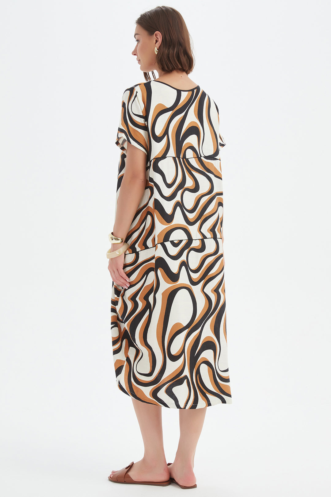Tirelli 25D3723 Caramel Swirl Panel Print Dress