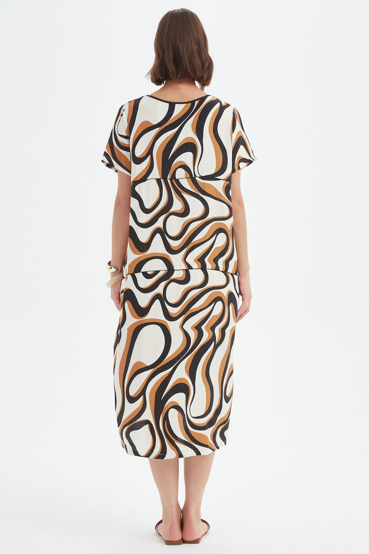 Tirelli 25D3723 Caramel Swirl Panel Print Dress