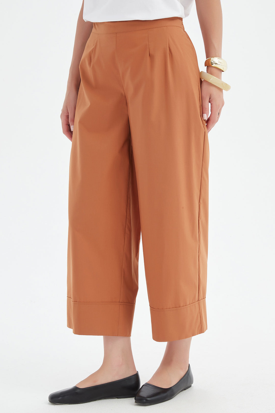 Tirelli 25P3737 Russet Brown Classic Wide Leg Trousers