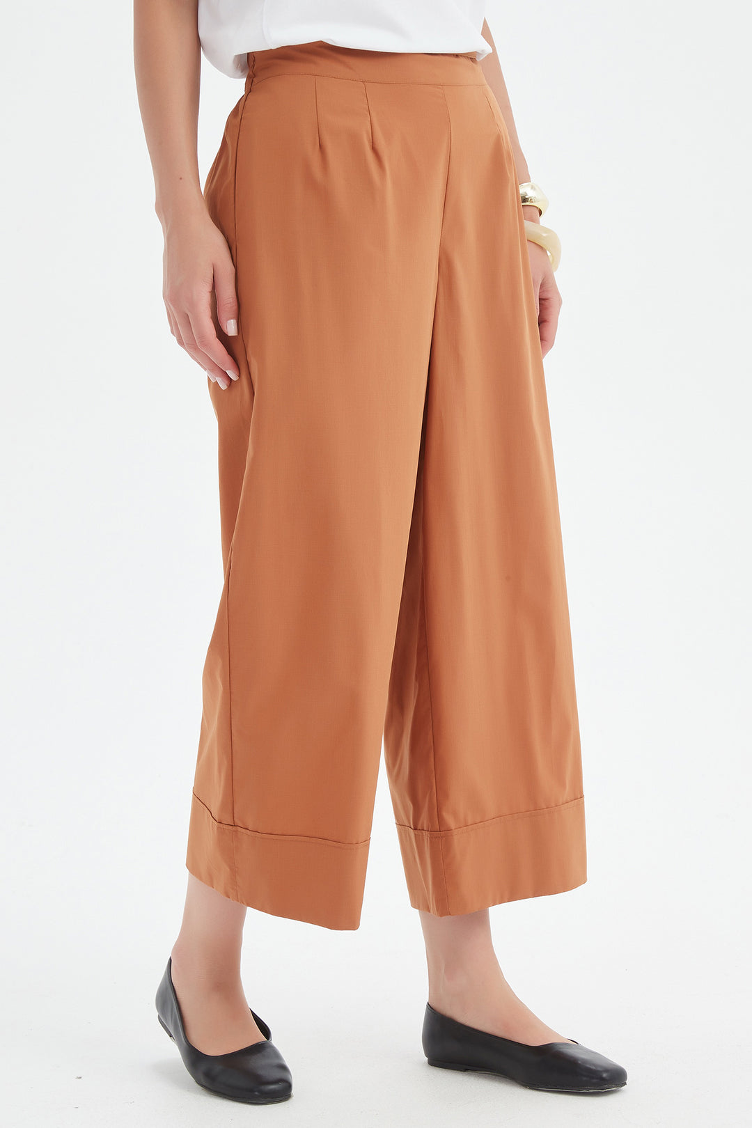 Tirelli 25P3737 Russet Brown Classic Wide Leg Trousers