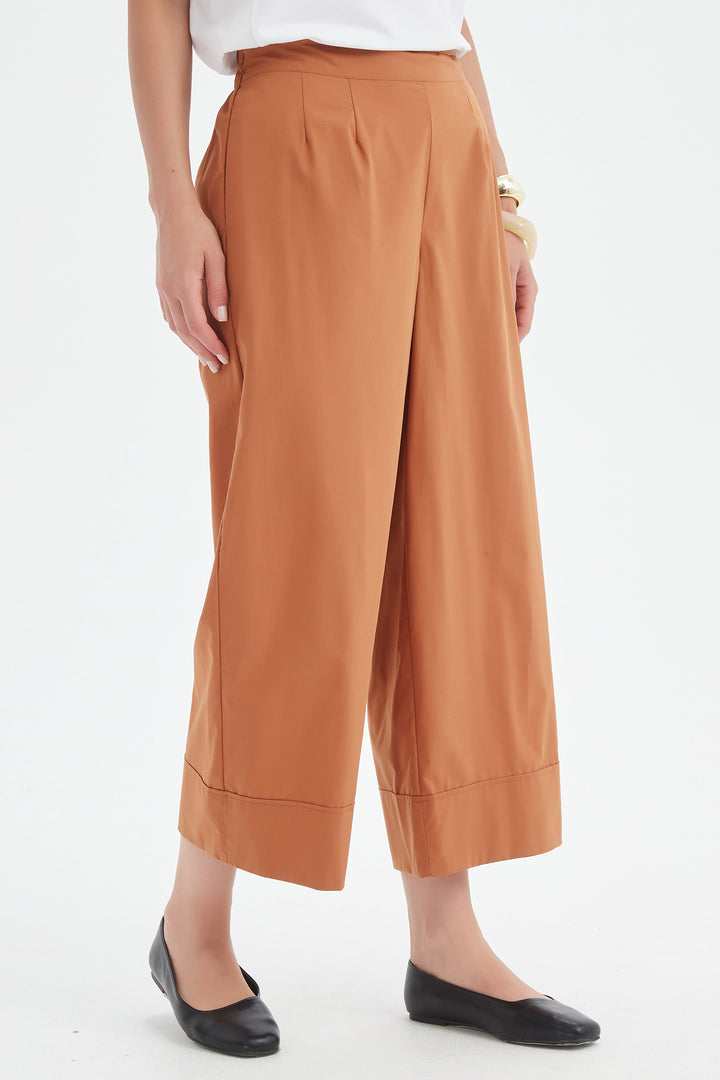 Tirelli 25P3737 Russet Brown Classic Wide Leg Trousers
