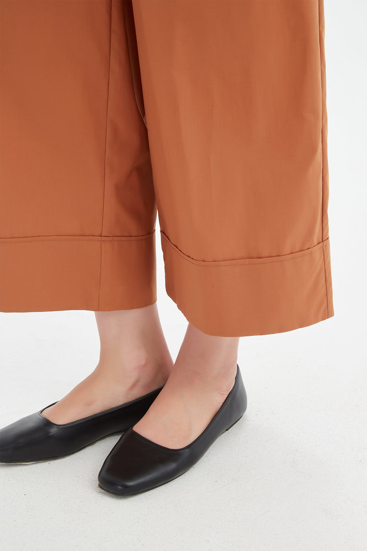 Tirelli 25P3737 Russet Brown Classic Wide Leg Trousers