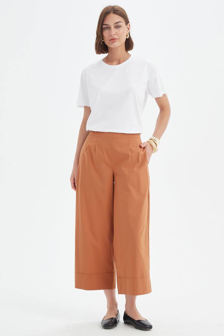 Tirelli 25P3737 Russet Brown Classic Wide Leg Trousers