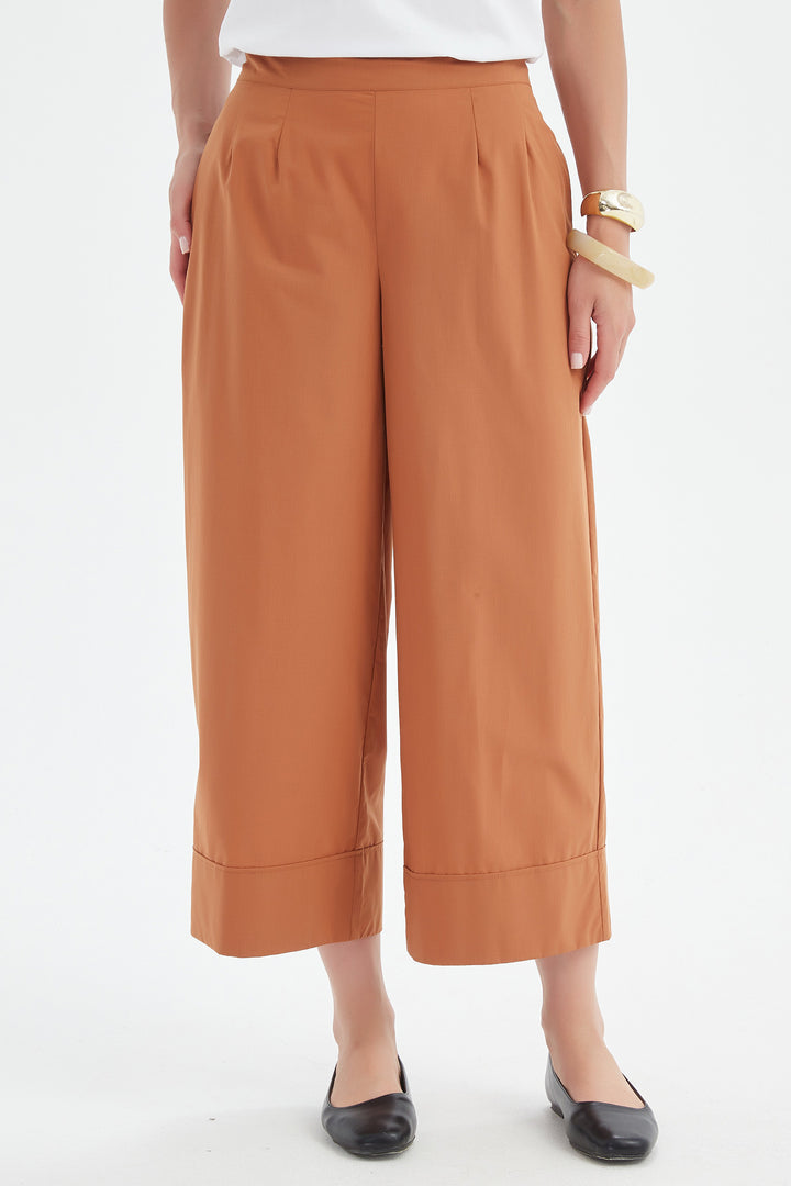 Tirelli 25P3737 Russet Brown Classic Wide Leg Trousers