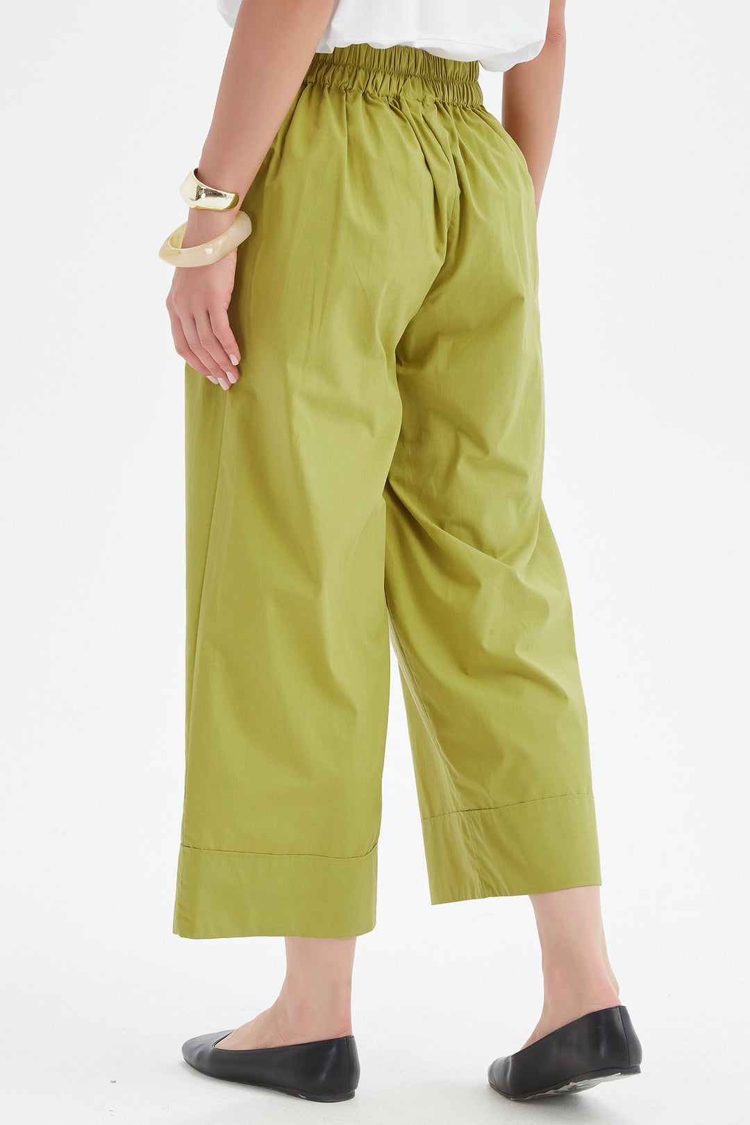 Tirelli 25P3737 Split Pea Green Classic Wide Leg Trousers