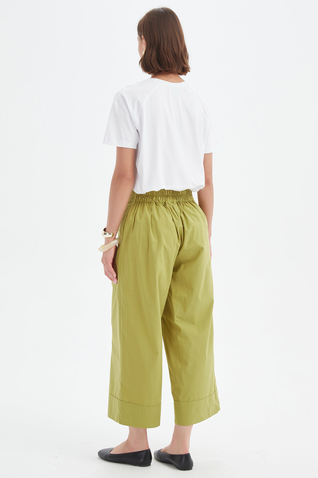 Tirelli 25P3737 Split Pea Green Classic Wide Leg Trousers