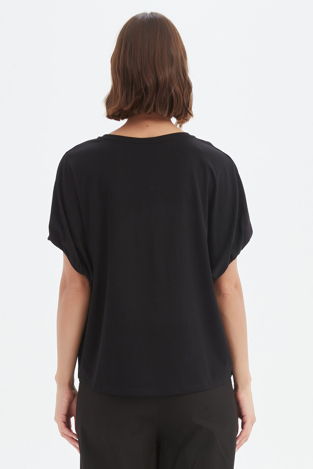Tirelli 25T3704 Black Bubble Sleeve Cotton T-Shirt