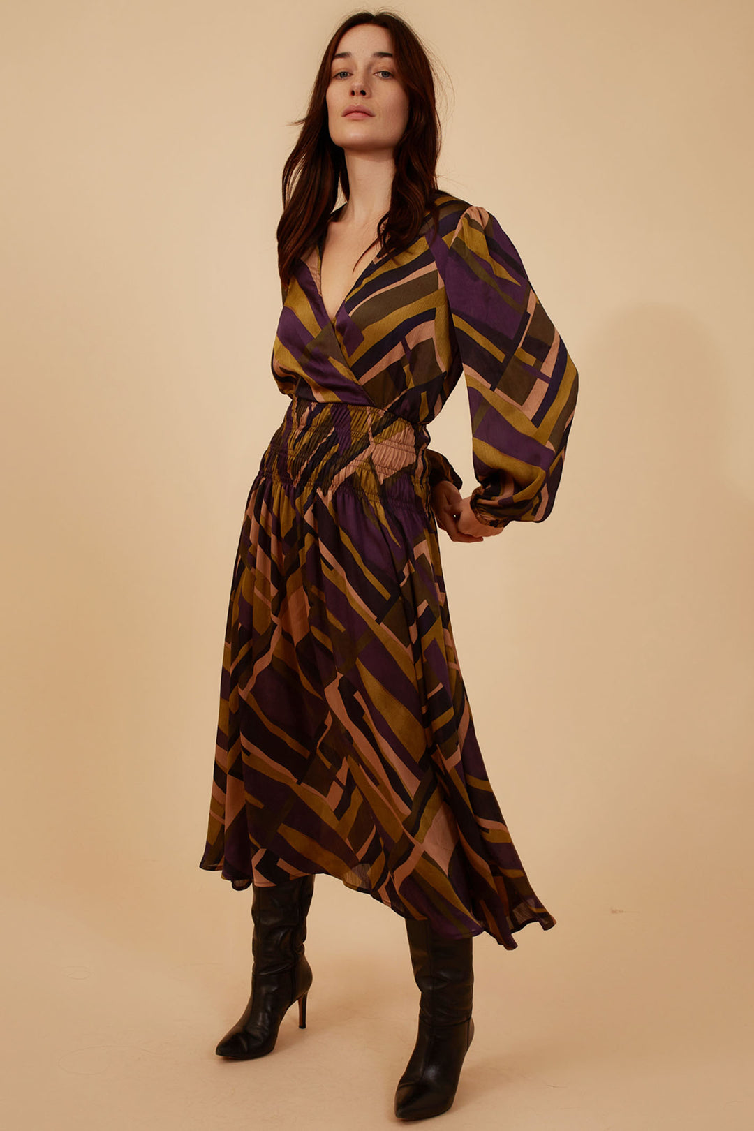 traffic people silk dress Traffic People Rene Flower Maxi Dress in Blue and Brown