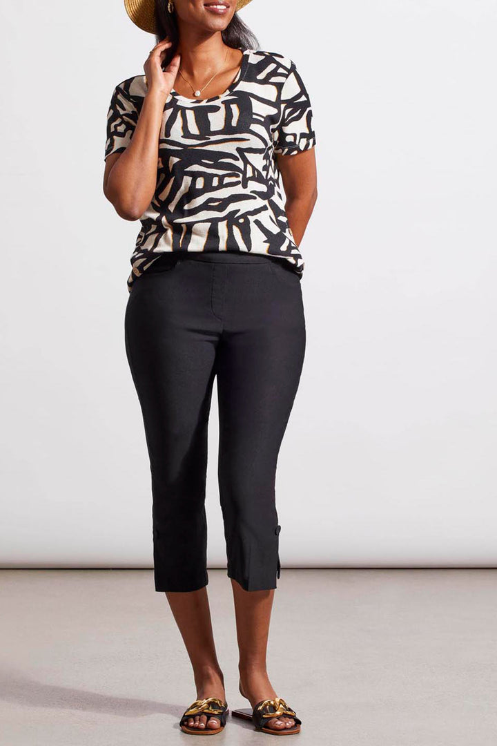 Tribal 12650 Black Tummy Control Pull On Cropped Trousers - Experience Boutique