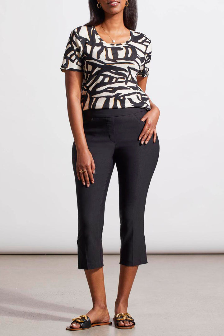 Tribal 12650 Black Tummy Control Pull On Cropped Trousers - Experience Boutique