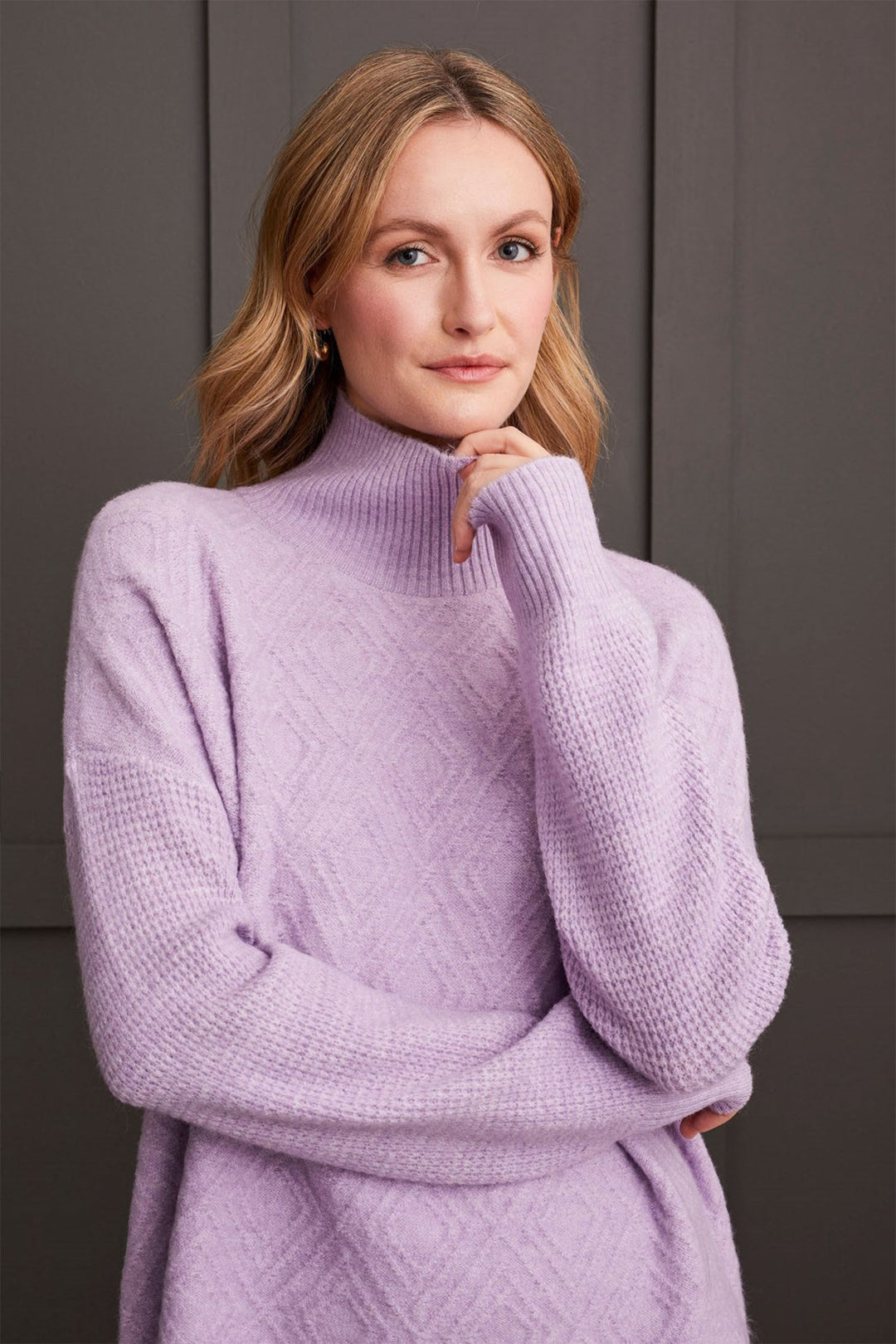 Tribal 1528O Orchid Mauve Diamond Knit Jumper - Experience Boutique