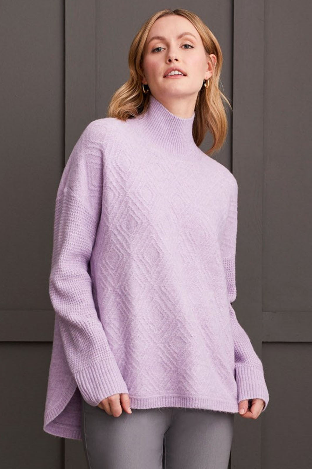 Tribal 1528O Orchid Mauve Diamond Knit Jumper - Experience Boutique