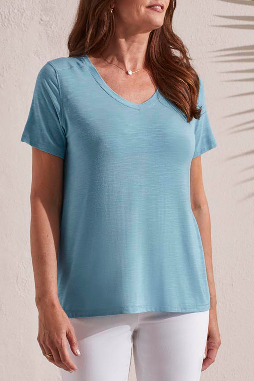 Tribal 1730O Haze Blue V-Neck T-Shirt - Experience Boutique