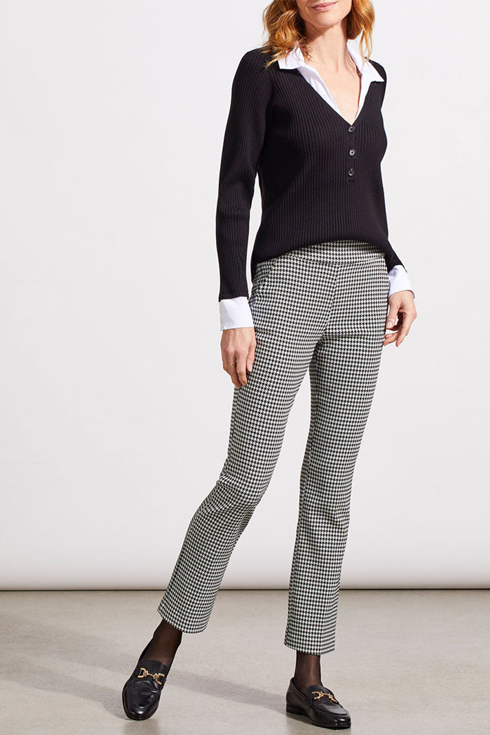 Tribal 1879O-8064 Black Houndstooth Stretch Trousers - Experience Boutique