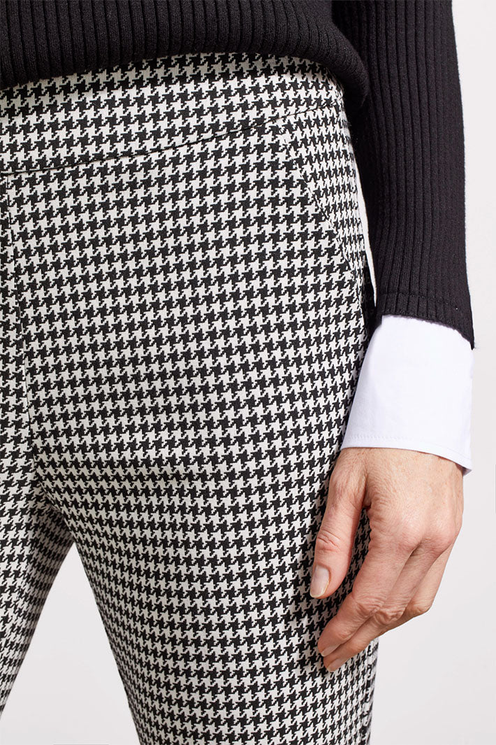 Tribal 1879O-8064 Black Houndstooth Stretch Trousers - Experience Boutique