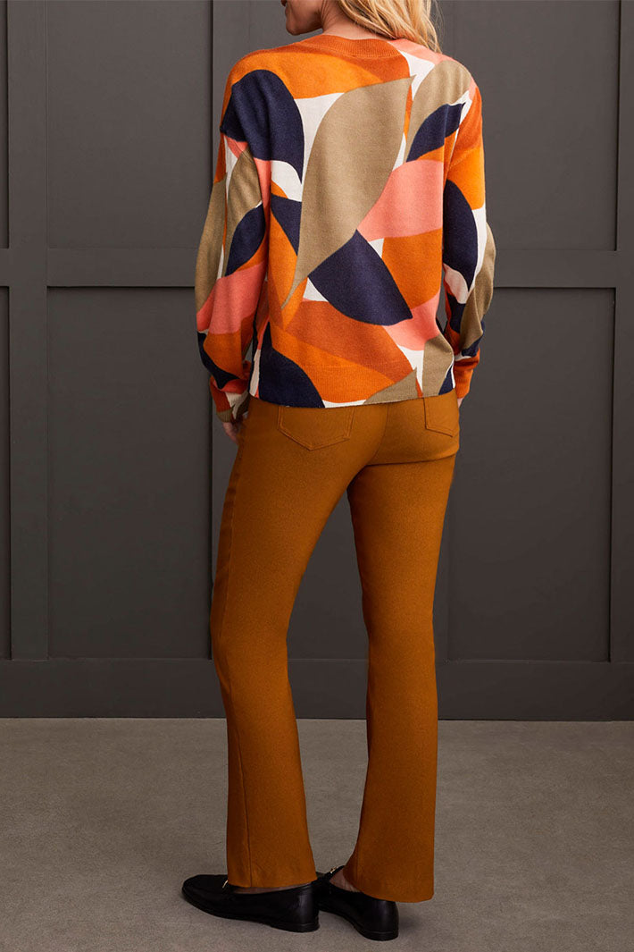 Tribal 1894O-8009 Burnt Orange Leaf Print Jumper - Experience Boutique