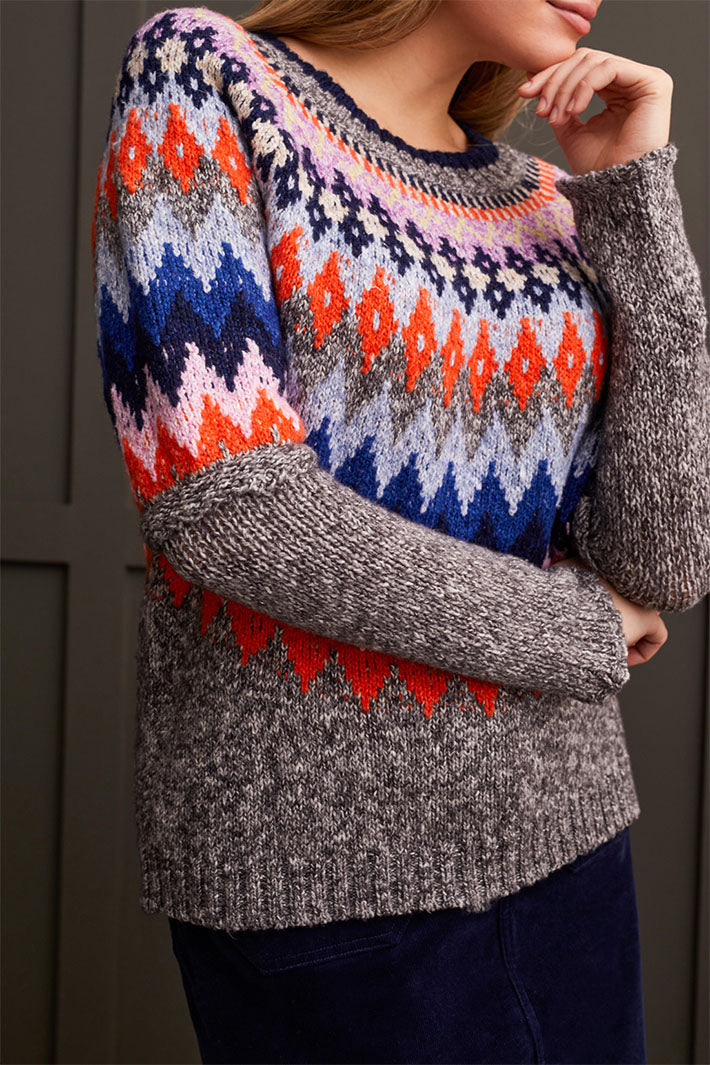 Tribal 1964O-3808 Grey High Voltage Boat Neck Jumper - Experience Boutique