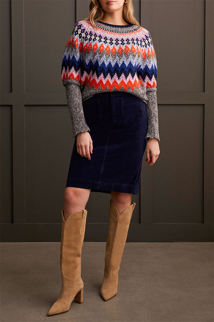 Tribal 1964O-3808 Grey High Voltage Boat Neck Jumper - Experience Boutique
