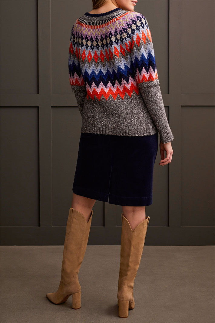 Tribal 1964O-3808 Grey High Voltage Boat Neck Jumper - Experience Boutique